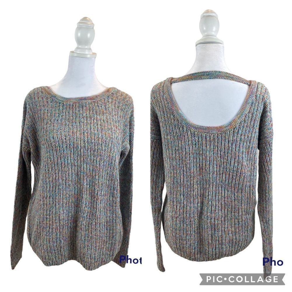 Eric + Lani Multicolor Knit long Sleeve Open Back Sweater Size Medium‎